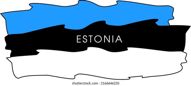bandera de estonia vector. bandera de estonia estilo caricatura con contorno negro. bandera de dibujos animados de las estonias. diseño para postales, tipografía. la bandera irregular es el rojo azul blanco. estonia de campo