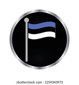 flag of Estonia - vector icon on a black button