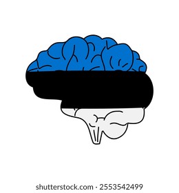 Flag of Estonia. Vector illustration of a combination of a human brain with a country flag on a white background.