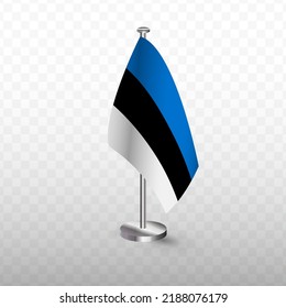 Bandera de Estonia. Ilustración vectorial de una bandera con mástil en un fondo transparente (PNG).