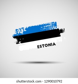Flag of Estonia. Vector illustration of grunge brush stroke with Estonian national flag colors for your graphic and web design