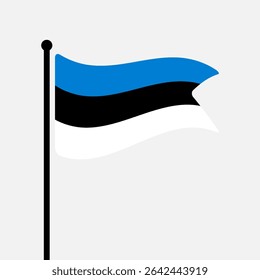 Bandeira da Estônia. Estônia bandeira vetor ilustração ícone design. Bandeira de mastro flutuante.