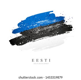Bandera de Estonia. Ilustración vectorial sobre fondo blanco. Pincel dibujado a mano. Día de la Independencia.