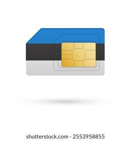 Flag of Estonia. Vector illustration of SIM Card with flag on white background