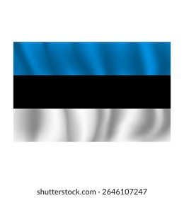 Bandeira da Estônia ondulações onduladas ao vento, com dobras 3d