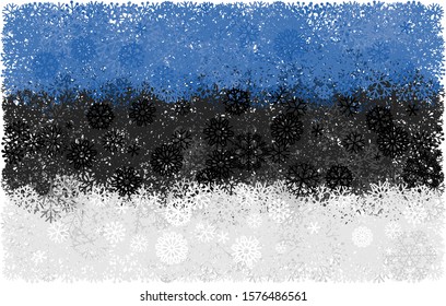 Flag of Estonia whith snowflakes