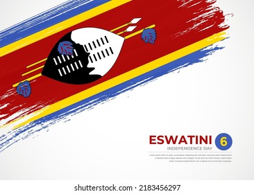 Bandera de Eswatini con fondo creativo de textura de pincel pintado