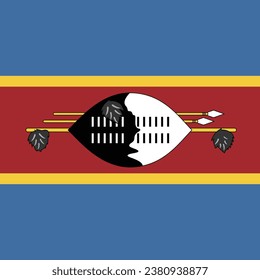 The flag of Eswatini. Flag icon. Standard color. A square flag. Computer illustration. Digital illustration. Vector illustration.