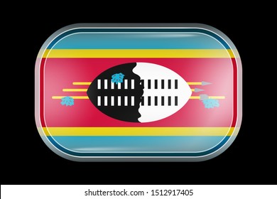 Flag of Eswatini. Matted Vector Icon. Vector Rectangular Shape with Rounded Corners