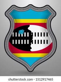 Flag of Eswatini. Vector Badge and Icon. Horizontal Orientation Version. Isolated