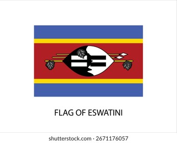 FLAG OF ESWATINI VECTOR, ILLUSTRATION WHITE BACKGROUND TYPOGRAPHY