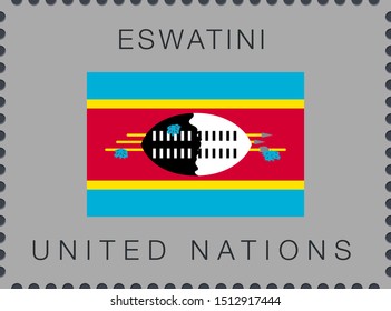 Flag of Eswatini. Vector Sign and Icon. Postage Stamp. Isolated