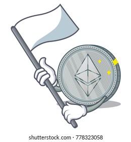 With flag Ethereum coin character cartoon