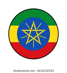 Flag of Ethiopia. Black edge. Ethiopia circle flag logo icon computer vector illustration design.