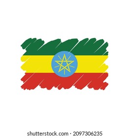 Flag of Ethiopia, brush stroke background