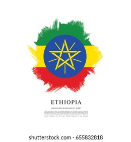 Flag of Ethiopia, brush stroke background