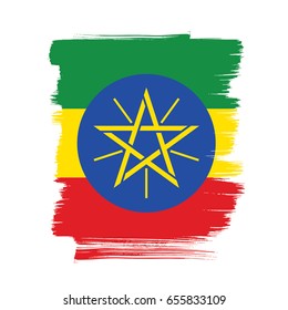 Flag of Ethiopia, brush stroke background