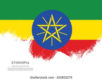 Flag of Ethiopia, brush stroke background