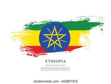 Flag of Ethiopia, brush stroke background