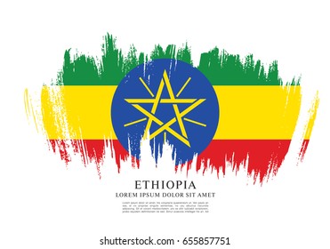 Flag of Ethiopia, brush stroke background