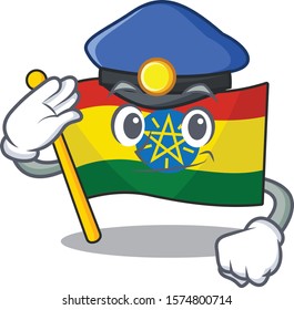 Flag ethiopia Cartoon character dressed as a Police officer