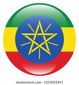 The flag of Ethiopia. Flag icon. Standard color. Circle icon flag. 3d illustration. Computer illustration. Digital illustration. Vector illustration.