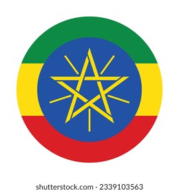 The flag of Ethiopia. Flag icon. Standard color. Circle icon flag. Computer illustration. Digital illustration. Vector illustration.