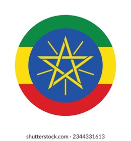 The flag of Ethiopia. Flag icon. Standard color. Circle icon flag. Computer illustration. Digital illustration. Vector illustration.