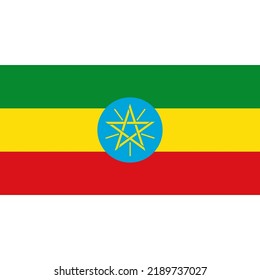 The flag of Ethiopia was introduced on February 6, 1996. It has green, yellow, and red colors along with a pentagram-shaped star. The colors of this flag are the colors used by the Pan-African flag.