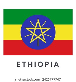 Flag of Ethiopia isolated on white background.