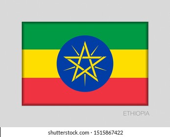 Flag of Ethiopia. National Ensign Aspect Ratio 2 to 3 on Gray Cardboard. Vector