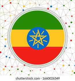 Flag of Ethiopia with network background. Ethiopia sign. Astonishing vector illustration.