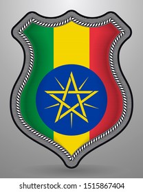 Flag of Ethiopia. Vector Badge and Icon. Vertical Orientation Version. Isolated