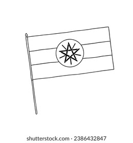Flag of Ethiopia. Vector, black and white hand drawn flag.