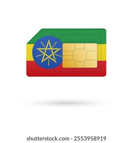 Flag of Ethiopia. Vector illustration of SIM Card with flag on white background