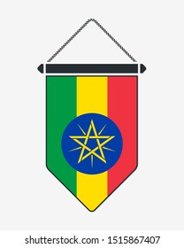 Flag of Ethiopia. Vector Sign and Icon. Vertical Pennant. Vector Isolated