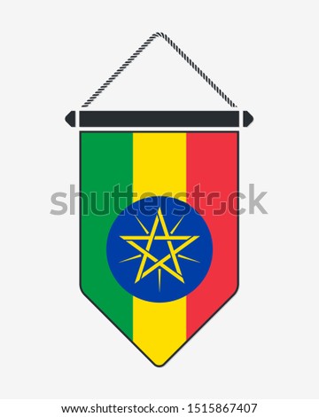 Flag of Ethiopia. Vector Sign and Icon. Vertical Pennant. Vector Isolated