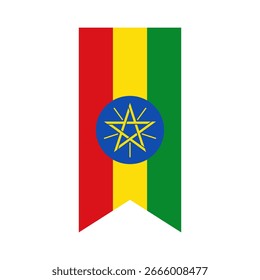 Flag of Ethiopia. Ethiopia vertical flag icon digital vector illustration. The hanging flag.
