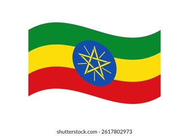 Flag of Ethiopia. Ethiopia wavy flag digital vector illustration. Fluttering flag.