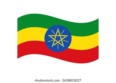 Flag of Ethiopia. Ethiopia wavy flag digital vector illustration. Fluttering flag.