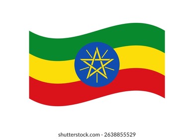 Flag of Ethiopia. Ethiopia wavy flag digital vector illustration. Fluttering flag.