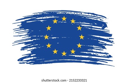 Flag of EU in brush stroke background.