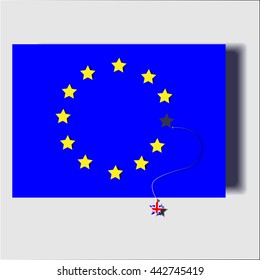 Flag Euro 1 star gone, the stars were out of the flag pattern British flag. / illustrations event vector