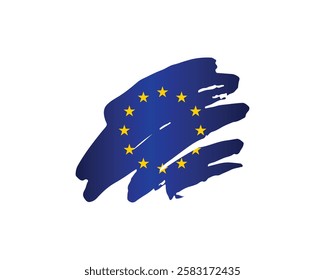 Flag of Europe, brush stroke background, EU Flag Painted Brush Stroke