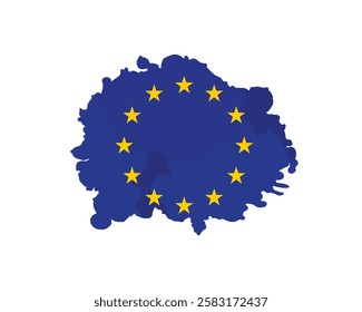 Flag of Europe, brush stroke background, Abstract EU Flag Brush Stroke