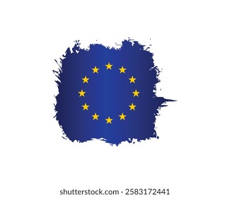 Flag of Europe, brush stroke background, European Union Flag with Grunge Brush Texture