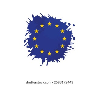 Flag of Europe, brush stroke background, Union Europe Flag Brush Stroke