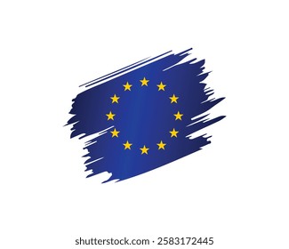 Flag of Europe, brush stroke background, Hand-Painted European Union Flag Brush Stroke 