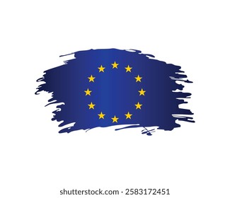 Flag of Europe, brush stroke background, Artistic Brush Stroke EU Flag