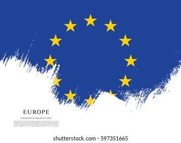 Flag of Europe, brush stroke background